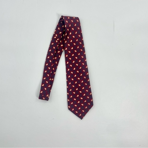 ROBERT TALBOTT Classic Power HAND SEWN ALL SILK Red / Blue/ Cream GEOMETRIC TIE. - Picture 7 of 8